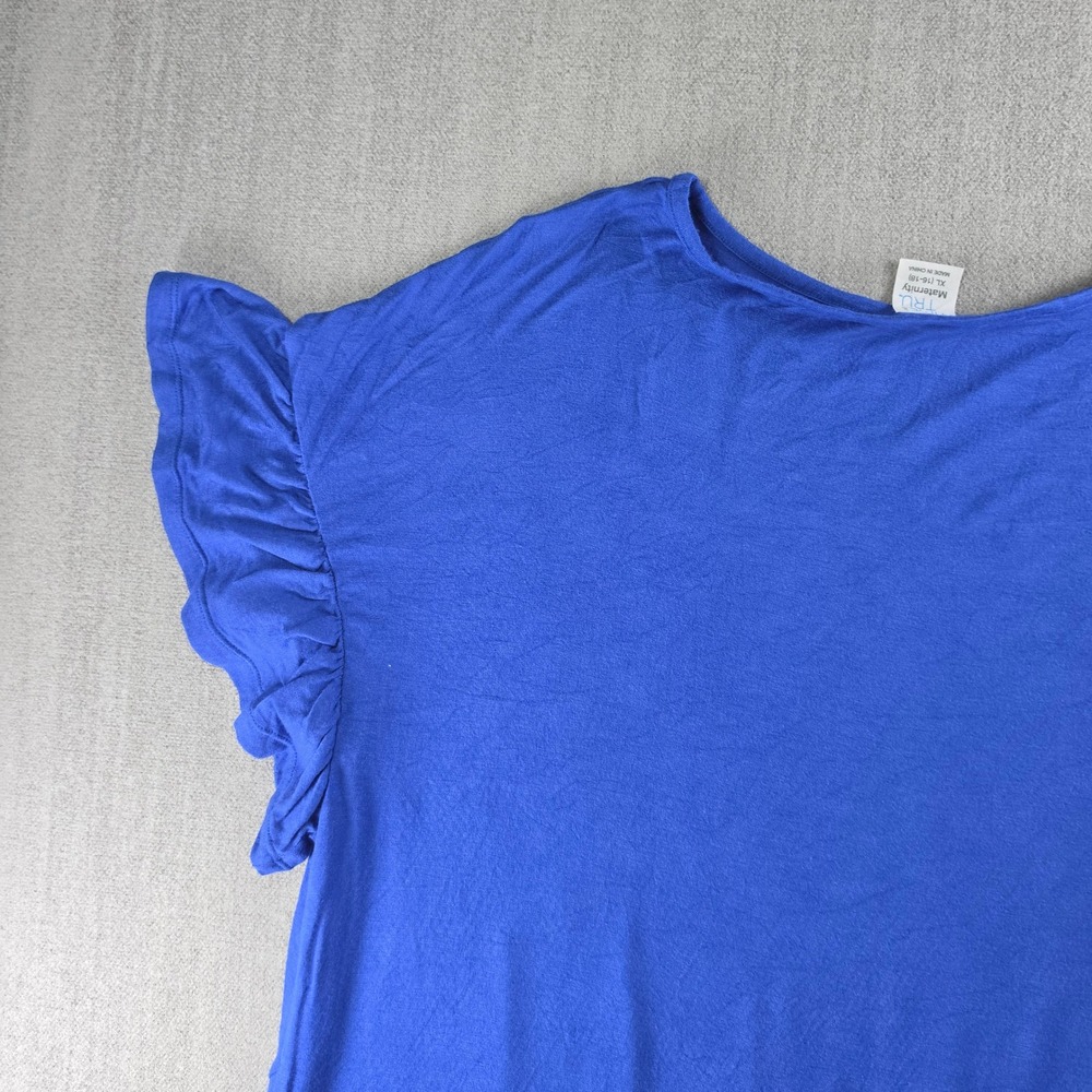 Time and Tru Maternity Top Women XL Blue Ruffle Sleeve Elastic Hem T-Shirt - Picture 13 of 16